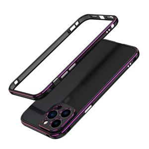 huismerk Aurora Series Lens Protector + Metalen Frame Beschermhoes Voor iPhone 13 Pro (Zwart Paars)