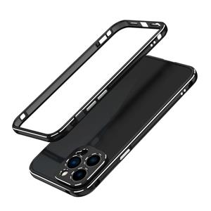 huismerk Aurora Series Lens Protector + Metalen Frame Beschermhoes Voor iPhone 13 Pro (Black Silver)