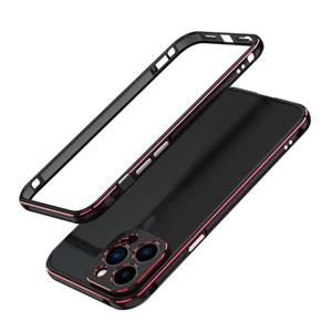 huismerk Aurora Series Lens Protector + Metalen Frame Beschermhoes Voor iPhone 13 Pro (Zwart Rood)