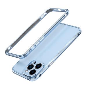 huismerk Aurora Series Lens Protector + Metal Frame Beschermhoes voor iPhone 13 Pro (Blue Silver)