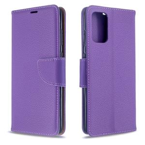 huismerk Voor Galaxy S20+ Litchi Texture Pure Color Horizontal Flip PU Leather Case met Holder & Card Slots & Wallet & Lanyard(Purple)