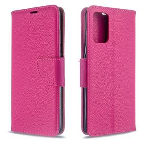 huismerk Voor Galaxy S20+ Litchi Texture Pure Color Horizontal Flip PU Leather Case met Holder & Card Slots & Wallet & Lanyard(Rose Red)