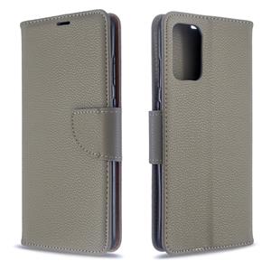 huismerk Voor Galaxy S20+ Litchi Texture Pure Color Horizontal Flip PU Leather Case met Holder & Card Slots & Wallet & Lanyard(Grey)