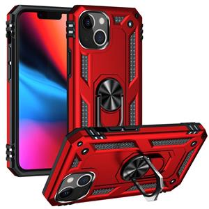 huismerk Schokbestendige TPU + PC-beschermhoes met 360 graden roterende houder voor iPhone 13 mini