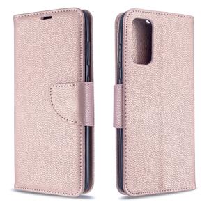 huismerk For Galaxy S20 Litchi Texture Pure Color Horizontal Flip PU Leather Case with Holder & Card Slots & Wallet & Lanyard(Rose Gold)