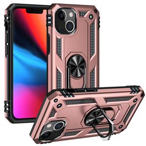 huismerk Schokbestendige TPU + PC-beschermhoes met 360 graden roterende houder voor iPhone 13 Mini (Rose Gold)