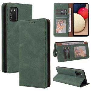 huismerk For Samsung Galaxy A02s Simple Suction Closure Horizontal Flip Leather Case with Holder & Card Slot & Wallet(Green)