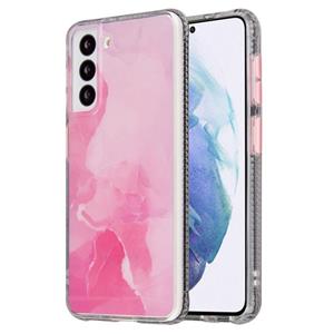 huismerk Voor Samsung Galaxy S22 + 5G Geglazuurd Marmeren Patroon TPU + Acrylic Phone Case (Pink)