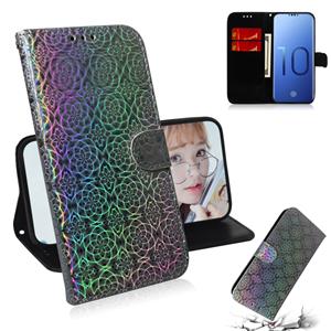 huismerk Voor Galaxy S10 effen kleur kleurrijke magnetische Buckle horizontale Flip PU lederen draagtas met houder & kaartsleuven & portemonnee & Lanyard (zilv