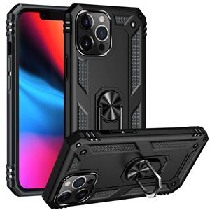 huismerk Schokbestendige TPU + PC-beschermhoes met 360 graden roterende houder voor iPhone 13 Pro