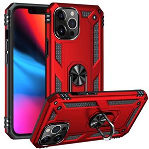 huismerk Schokbestendige TPU + PC-beschermhoes met 360 graden roterende houder voor iPhone 13 Pro