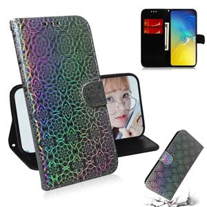 huismerk Voor Galaxy S10e effen kleur kleurrijke magnetische Buckle horizontale Flip PU lederen draagtas met houder & kaartsleuven & portemonnee & Lanyard (zil