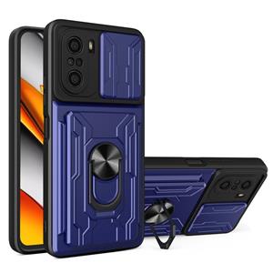 huismerk For Xiaomi Redmi K40/Poco F3/Mi 11i Sliding Camshield Card Phone Case(Sapphire Blue)