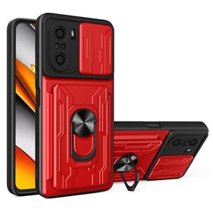 huismerk For Xiaomi Redmi K40/Poco F3/Mi 11i Sliding Camshield Card Phone Case(Red)