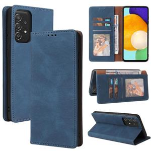 huismerk For Samsung Galaxy A52 5G / 4G Simple Suction Closure Horizontal Flip Leather Case with Holder & Card Slot & Wallet(Blue)