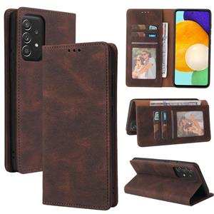 huismerk For Samsung Galaxy A52 5G / 4G Simple Suction Closure Horizontal Flip Leather Case with Holder & Card Slot & Wallet(Brown)