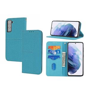 huismerk Voor Samaung Galaxy S22 5G Geweven textuur Stiksels Magnetische Horizontale Flip PU lederen telefoonhoes