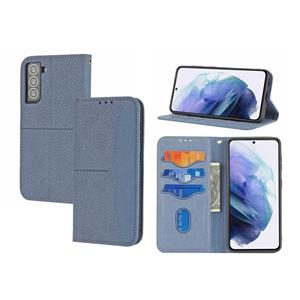 huismerk Voor Samaung Galaxy S22 5G geweven textuur stiksels magnetische horizontale flip PU lederen telefoonhoes