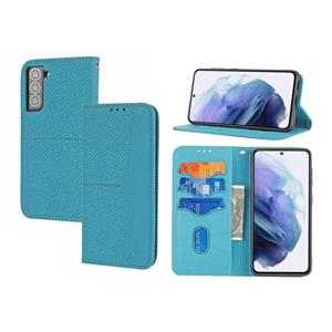 huismerk Voor Samaung Galaxy S22 + 5G Geweven textuur Stiksels Magnetische Horizontale Flip PU-lederen telefoonhoes