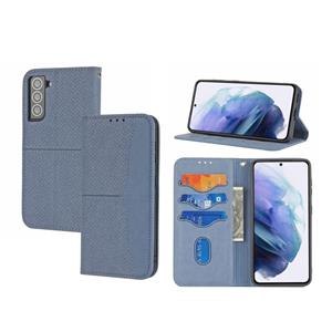 huismerk Voor Samaung Galaxy S22 + 5G Geweven textuur Stiksels Magnetische Horizontale Flip PU-lederen telefoonhoesje