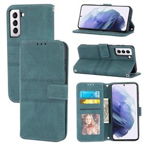 huismerk Voor Samaung Galaxy S22 5G reliëf gestreepte magnetische gesp PU + TPU horizontale flip telefoon lederen tas