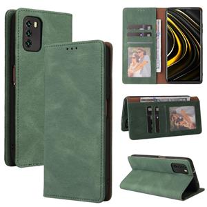 huismerk For Xiaomi Redmi Note 10 Simple Suction Closure Horizontal Flip Leather Case with Holder & Card Slot & Wallet(Green)