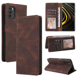 huismerk For Xiaomi Redmi Note 10 Simple Suction Closure Horizontal Flip Leather Case with Holder & Card Slot & Wallet(Brown)