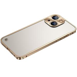 huismerk Metalen frame Frosted PC Shockproof Phone Case voor iPhone 13 Mini