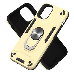 huismerk Voor iPhone 12 2 in 1 Armour Series PC + TPU beschermhoes met ringhouder(Goud)