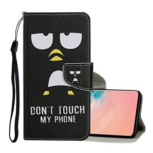 huismerk Voor Samsung Galaxy S10 Gekleurd tekenpatroon Horizontaal Flip Lederen hoesje met Holder & Card Slots & Wallet & Lanyard(Penguin)