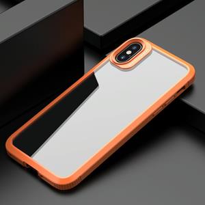 huismerk MG Series Koolstofvezel TPU + Clear PC Four-Corner Airbag Schokbestendig Case voor iPhone XR (Oranje)