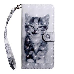 huismerk Voor Samsung Galaxy Note20 3D Painted Pattern Horizontale Flip TPU + PU Lederen hoes met Holder & Card Slots & Wallet & Lanyard(Smile Cat)