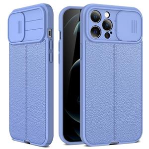 huismerk Litchi Texture Sliding Camshield TPU beschermhoes voor iPhone 13