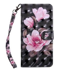 huismerk Voor Samsung Galaxy Note20 3D Painted Pattern Horizontale Flip TPU + PU Lederen hoes met Holder & Card Slots & Wallet & Lanyard(Pink Flower)