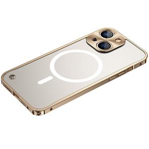 huismerk Metalen frame Frosted PC Shockproof Magsafe Case voor iPhone 13 Mini