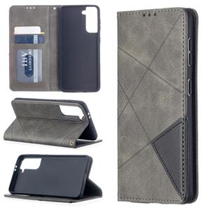 huismerk Voor Samsung Galaxy S30 Rhombus Textuur Horizontale Flip Magnetic Leather Case met Holder & Card Slots(Grijs)