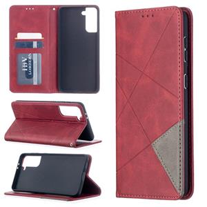 huismerk Voor Samsung Galaxy S30 Plus Rhombus Textuur Horizontale Flip Magnetic Leather Case met Holder & Card Slots(Red)