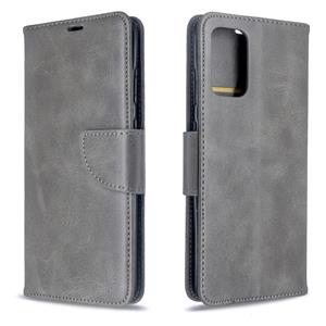 huismerk Voor Galaxy S20 Ultra Retro Lambskin Texture Pure Color Horizontal Flip PU Leather Case met Holder & Card Slots & Wallet & Lanyard(Grey)