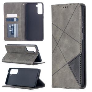 huismerk Voor Samsung Galaxy S30 Plus Rhombus Textuur Horizontale Flip Magnetic Leather Case met Holder & Card Slots(Grijs)