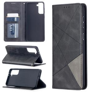 huismerk Voor Samsung Galaxy S30 Plus Rhombus Textuur Horizontale Flip Magnetic Leather Case met Holder & Card Slots(Zwart)