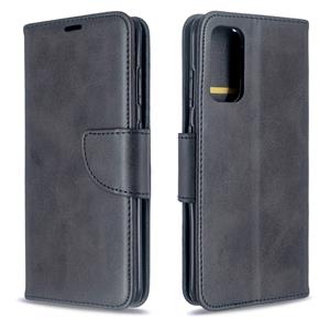 huismerk Voor Galaxy S20 Retro Lambskin Texture Pure Color Horizontal Flip PU Leather Case met Holder & Card Slots & Wallet & Lanyard(Black)