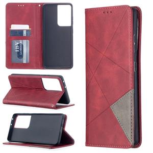 huismerk Voor Samsung Galaxy S30 Ultra Rhombus Textuur Horizontale Flip Magnetic Leather Case met Holder & Card Slots(Red)