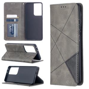 huismerk Voor Samsung Galaxy S30 Ultra Rhombus Textuur Horizontale Flip Magnetic Leather Case met Holder & Card Slots(Grijs)