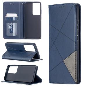 huismerk Voor Samsung Galaxy S30 Ultra Rhombus Textuur Horizontale Flip Magnetic Leather Case met Holder & Card Slots(Blauw)