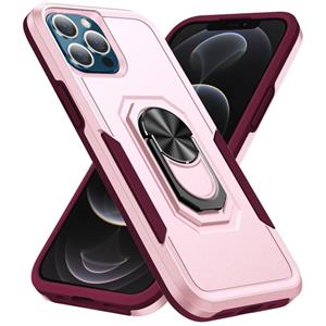 huismerk Pioneer Armor Heavy Duty PC + TPU schokbestendig hoesje met houder voor iPhone 13 Pro (roze)