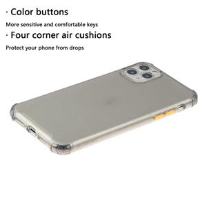 Huismerk Voor iPhone 12 TPU Kleur doorschijnend Vierhoekige airbag schokbestendige telefoon beschermhoes (Transparant Zwart)