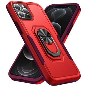 huismerk Pioneer Armor Heavy Duty PC + TPU schokbestendig hoesje met houder voor iPhone 13 Pro (rood)