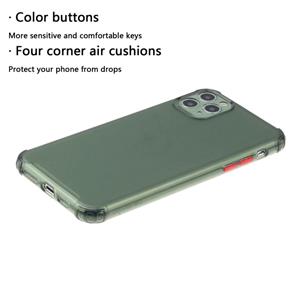 Huismerk Voor iPhone 12 TPU Kleur doorschijnend Vierhoekige airbag schokbestendige telefoon beschermhoes (Transparant Groen)