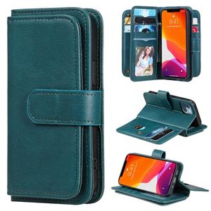 huismerk Multifunctionele magnetische koper gesp horizontale flip effen kleur lederen tas met 10 kaartslots & portemonnee & houder & fotolijst voor iPhone 13 m