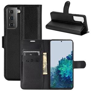 huismerk Voor Samsung Galaxy S21 + 5G Litchi Textuur Horizontale Flip Beschermhoes met Houder & Kaartsleuven & Portemonnee (Zwart)